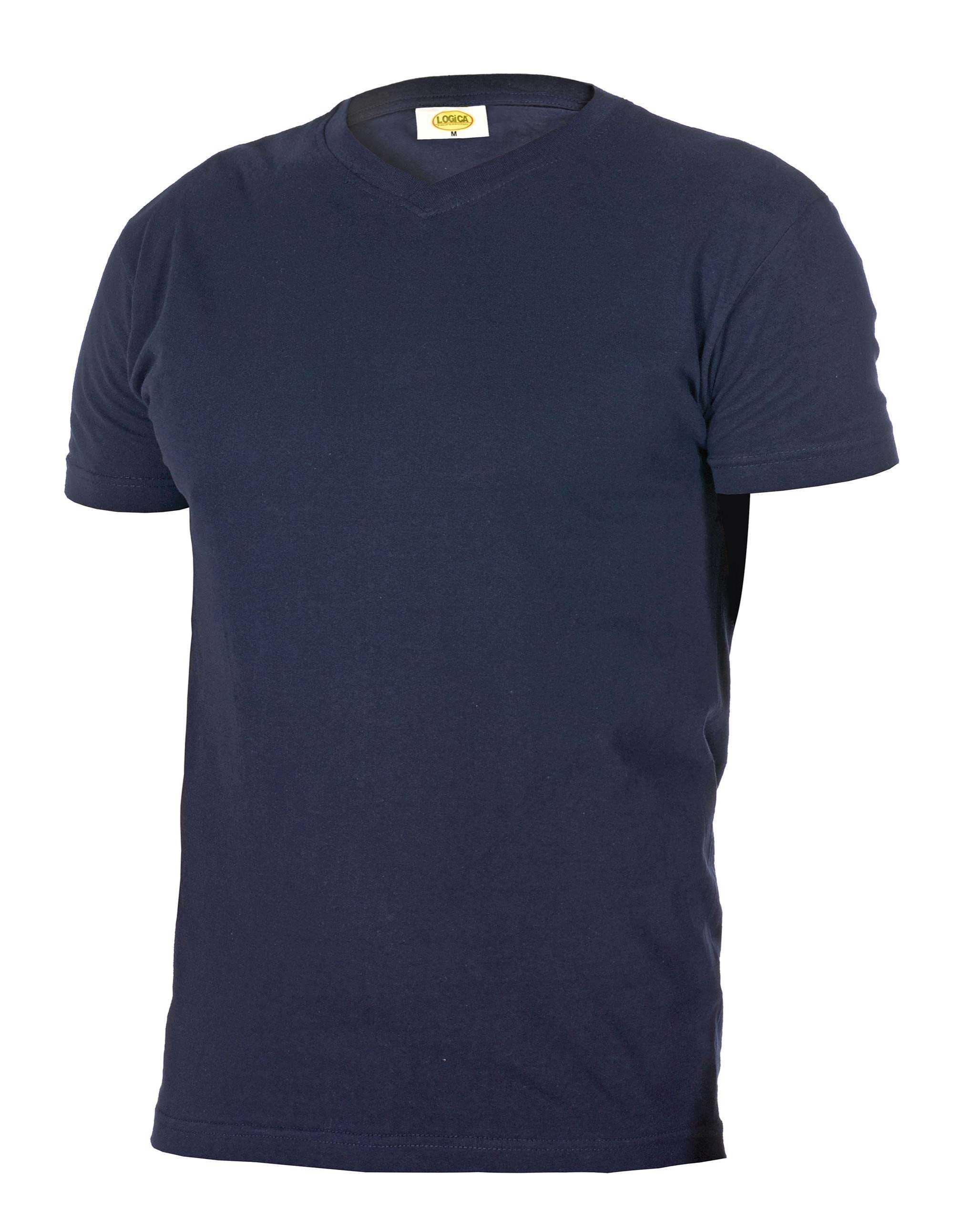 T-shirt à manches courtes avec col en V couleur BLEU taille M Logica VLOGICA2-M  