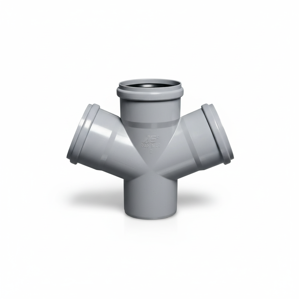 Branche double 110/110/110 67,5° en PP gris pour évacuation Bampi BDA111167