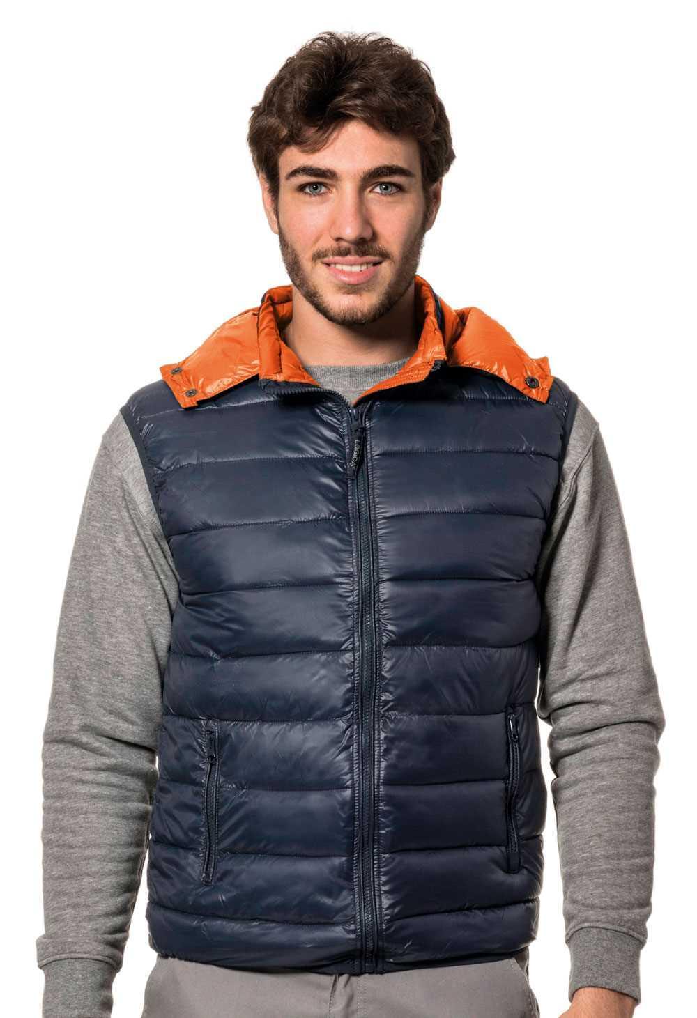 Chaleco laboral termico de nylon azul marino interior naranja EN ISO 13688 KART1 talla XL Chaleco laboral termico de nylon azul marino interior naranja EN ISO 13688 KART1 talla XL