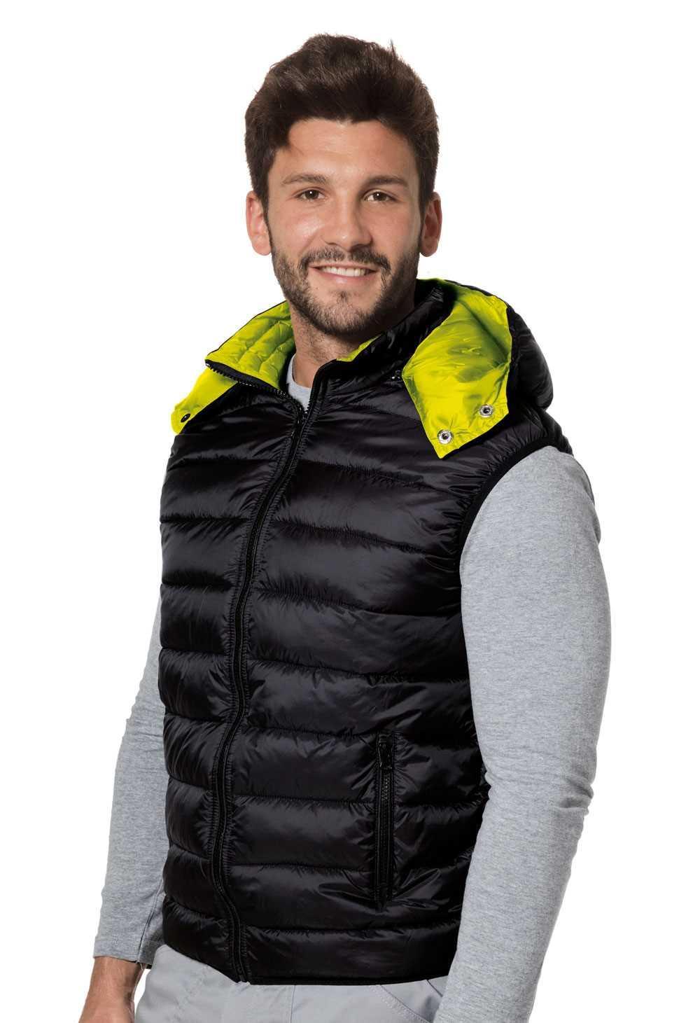 Gilet de travail thermique en nylon noir doublure jaune fluo EN ISO 13688 KART5 taille XL