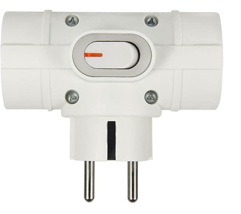 Dreifachadapter mit 3 Schuko Steckdosen und Schalter weiß Electraline 55090 Dreifachadapter mit 3 Schuko Steckdosen und Schalter weiß Electraline 55090