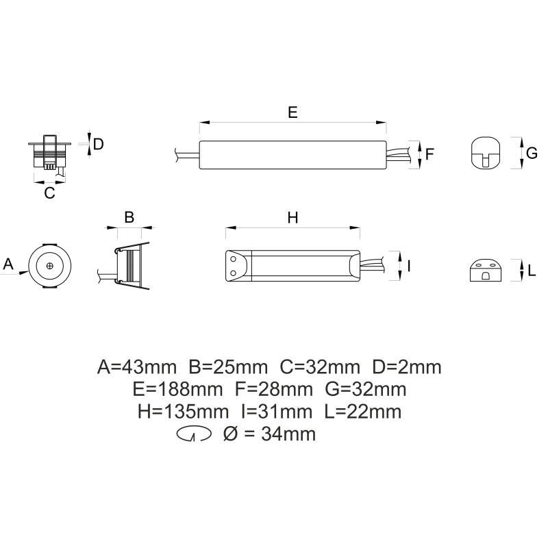 LUCE DI EMERGENZA LED LINERGY NANOLED, 130 LUMEN, 3 H AUTONOMIA, IP40, LEN NL1001