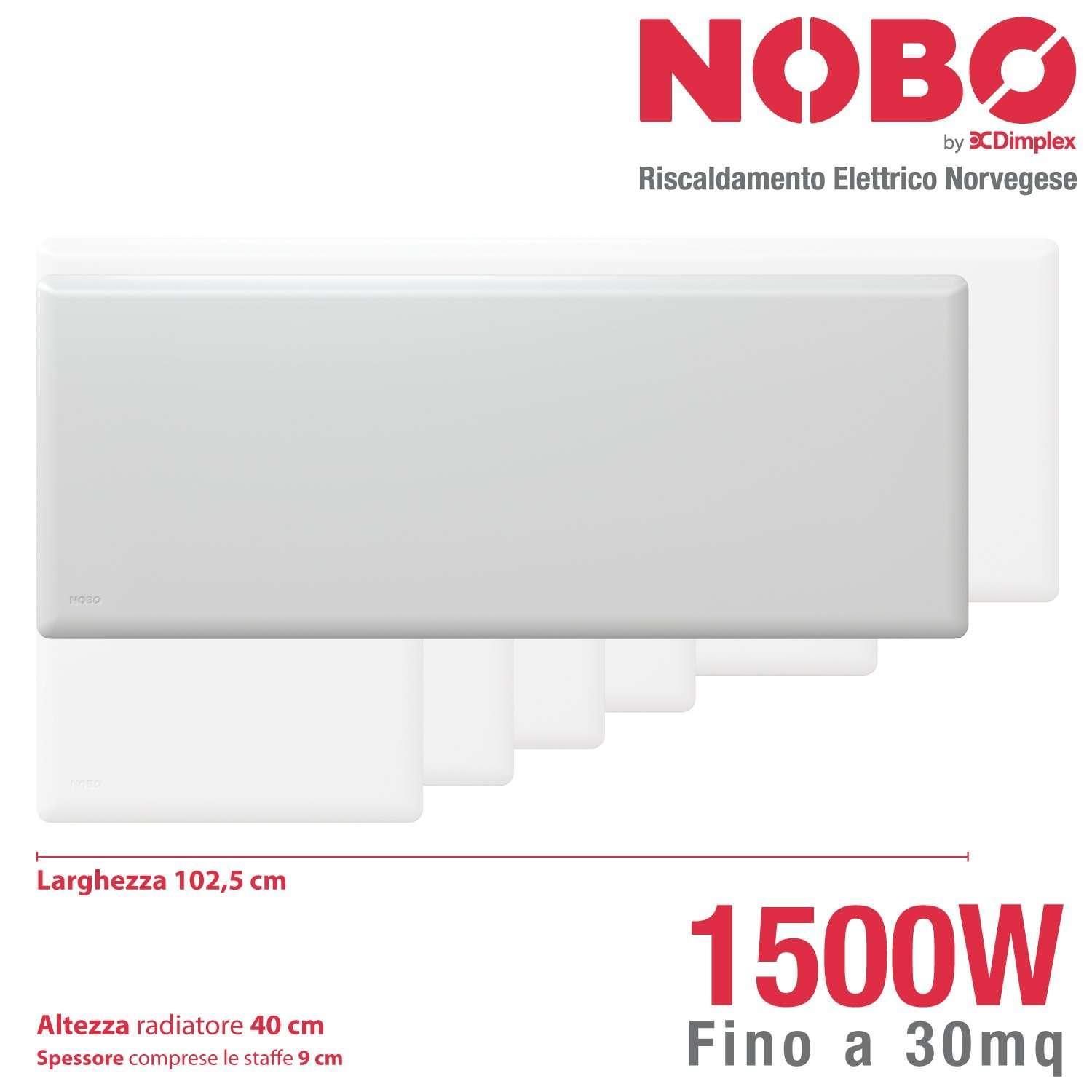 Radiador eléctrico 1500W para habitaciones de hasta 30 m² con termostato digital NCU-2Te IP24 NOBO E82440015 Radiador eléctrico 1500W para habitaciones de hasta 30 m² con termostato digital NCU-2Te IP24 NOBO E82440015