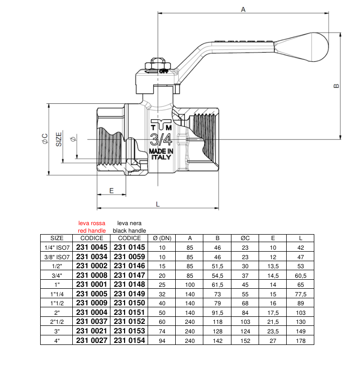 Vanne a boisseau spherique passage total femelle femelle 2 1/2 pouces ISO 228 TIEMME 2310037 Vanne a boisseau spherique passage total femelle femelle 2 1/2 pouces ISO 228 TIEMME 2310037