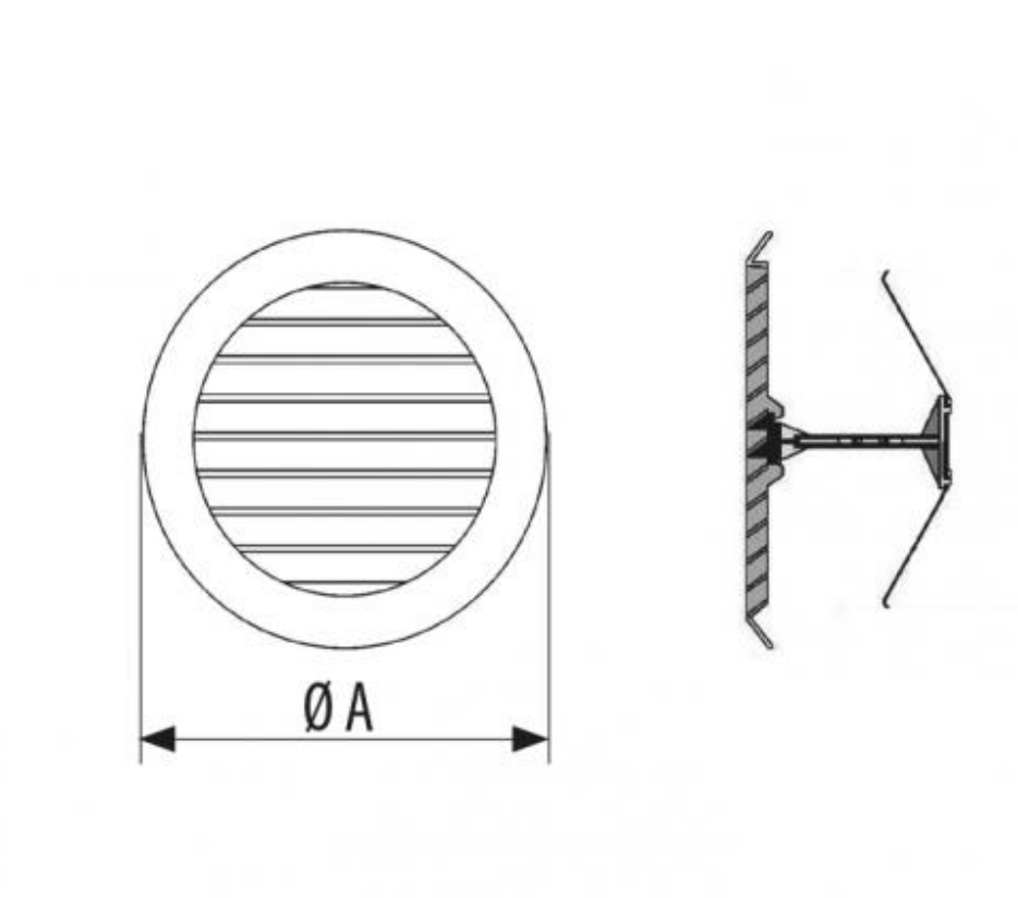 Griglia tonda aerazione alluminio con molle e rete Ø185 mm Tecnosystemi 11160405