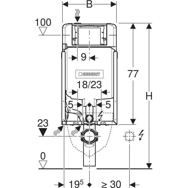 Combifix per vaso sospeso, 109 cm, con cassetta di risciacquo da incasso Sigma 8 cm Geberit 110.790.