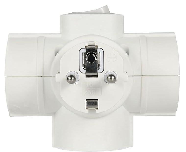 Dreifachadapter mit 3 Schuko Steckdosen und Schalter weiß Electraline 55090