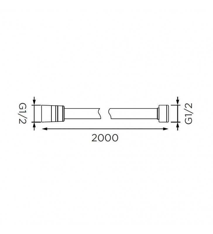 Flessibile doccia in acciaio cromato doppia aggraffatura antitorsione IDROBRIC, attacco conico, 200cm