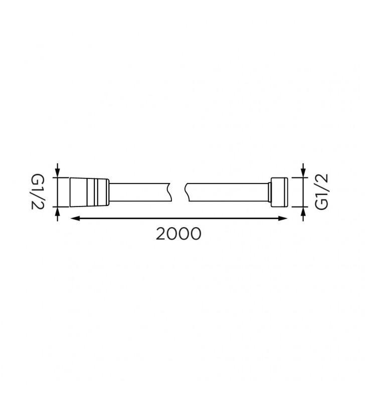 Flessibile doccia in acciaio cromato doppia aggraffatura antitorsione IDROBRIC, attacco conico, 200cm