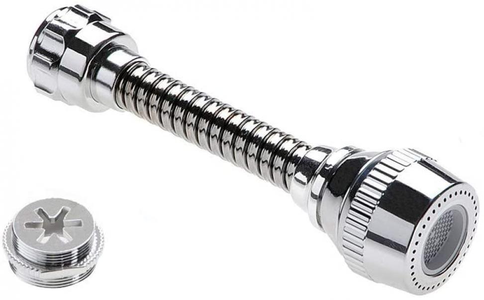 Rompigetto rubinetto lavello cucina con manicotto e doccetta, IDROBRIC, lunghezza 14 cm