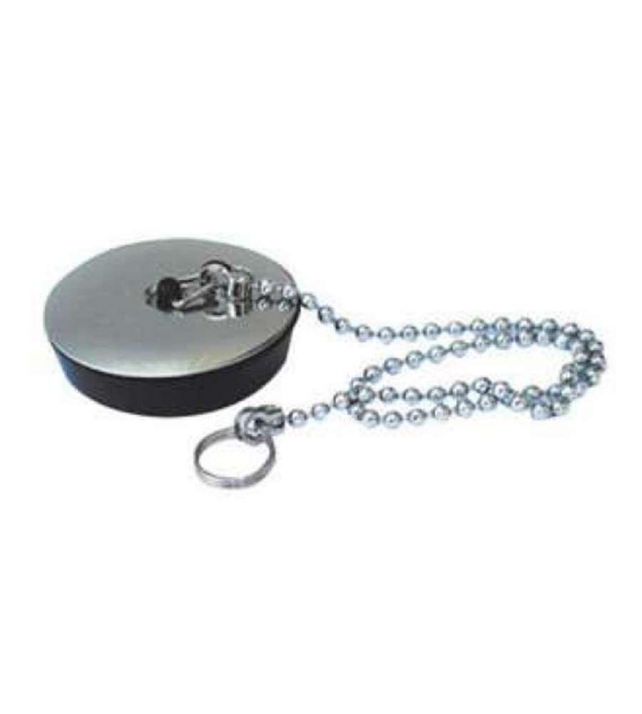 Tappo lavello cucina IDROBRIC con catena e placca in acciaio inox, diametro 47 mm