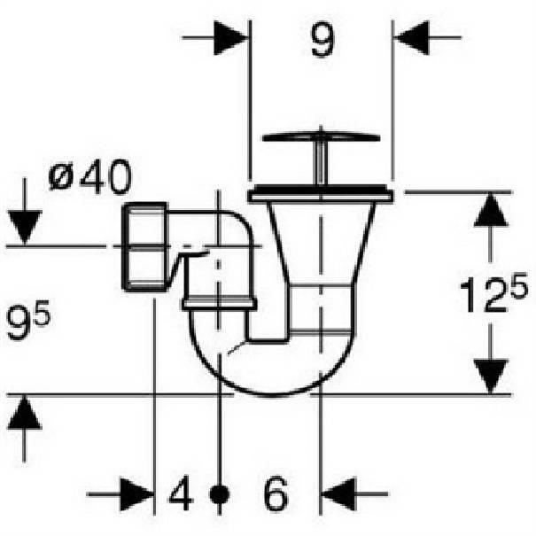 idro-bric sifone geberit per piatto doccia con piletta, diametro 60 mm, idb sacsif0146pd - foto 2