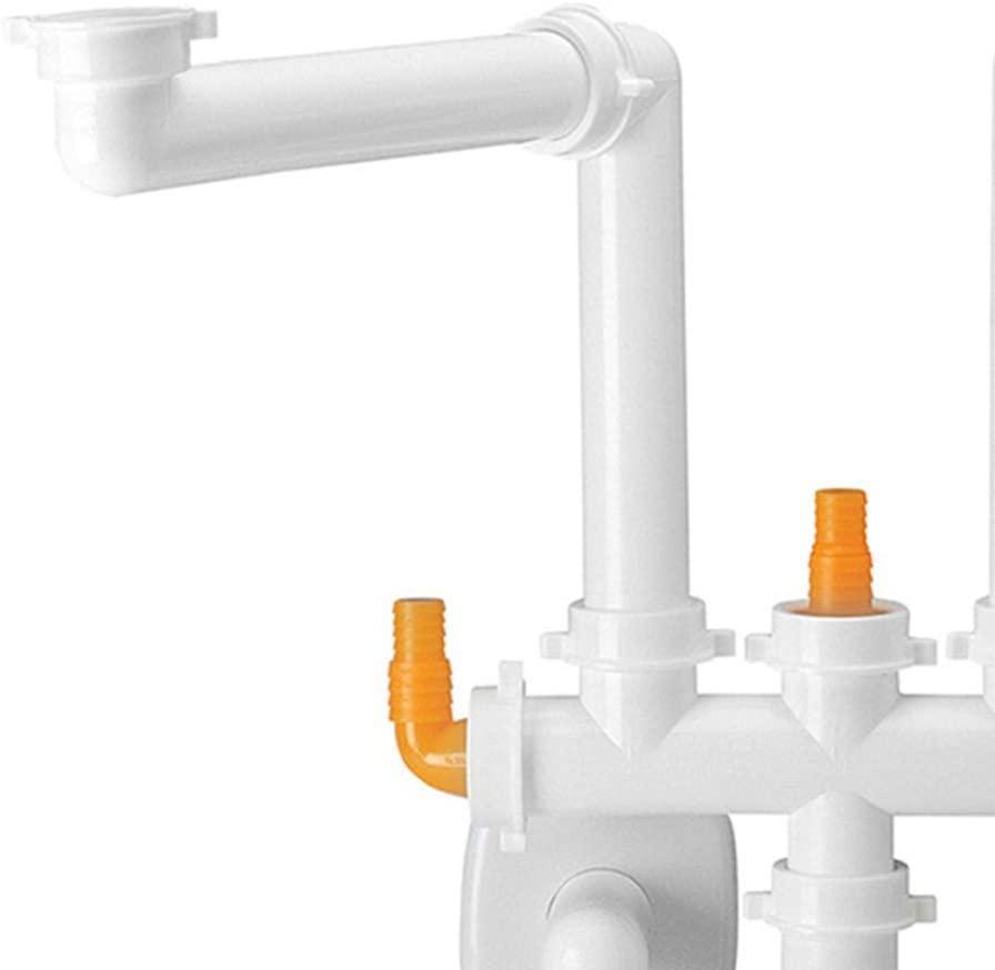 Sifone a 2 vie per lavello cucina a 2 vasche con scarico lavatrice o lavastoviglie IDROBRIC SPAZIO 2