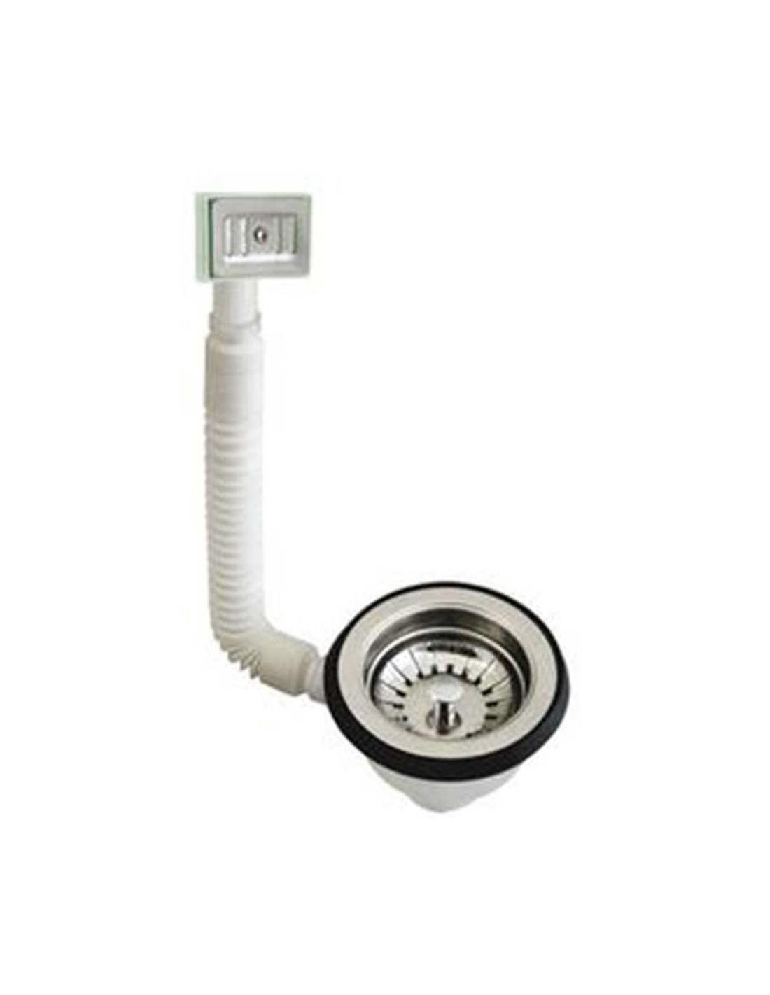 Piletta per lavello cucina con troppo pieno, IDROBRIC, con cestello filtro, diametro 90mm