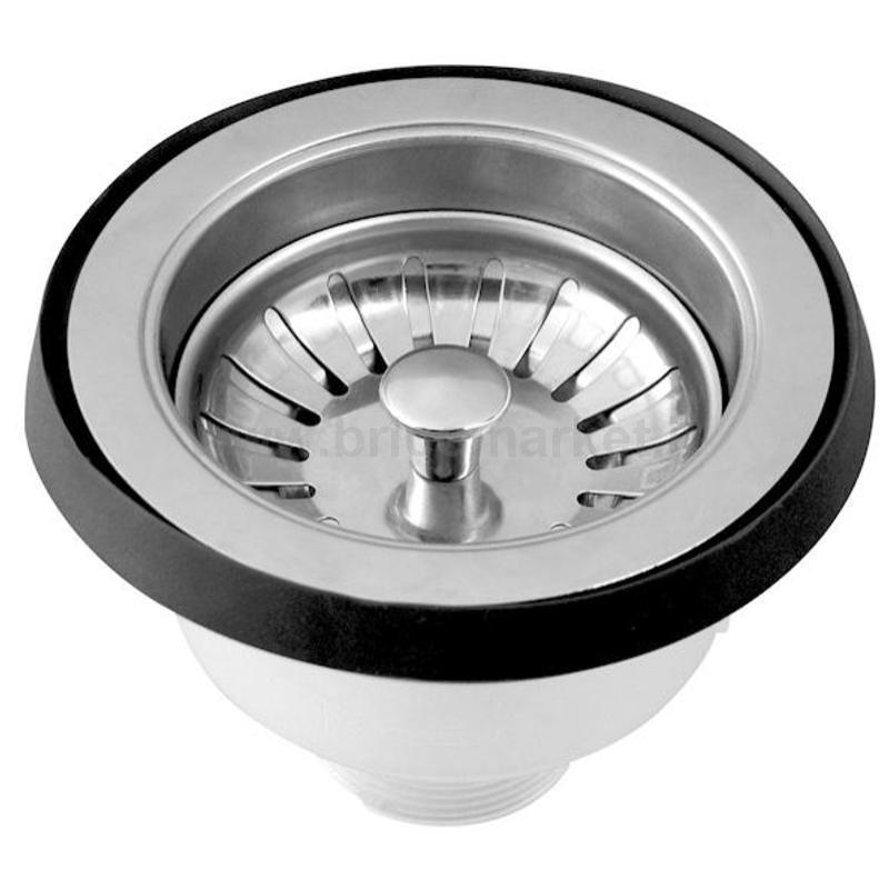 Piletta per lavello cucina senza troppo pieno, IDROBRIC, con cestello filtro, diametro 90mm