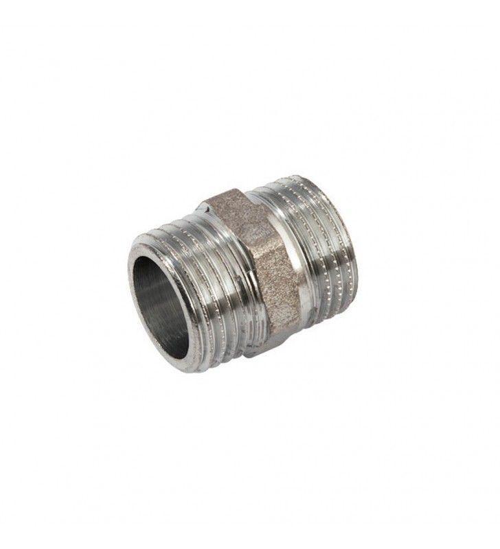 Nipplo doppio, vite doppia IDROBRIC in ottone cromato, 3/8
