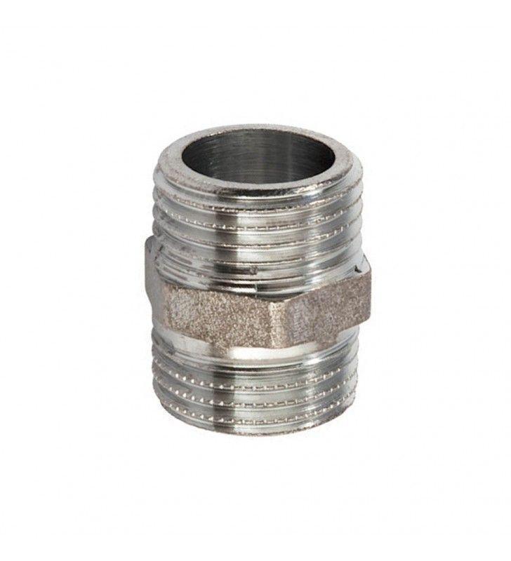 Nipplo doppio, vite doppia IDROBRIC in ottone cromato, 3/8