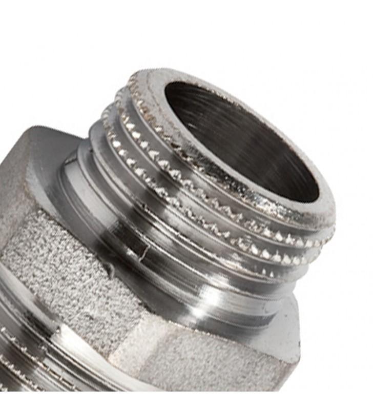 Nipplo doppio con riduzione, vite doppia ridotta IDROBRIC in ottone cromato, 1/2x3/8