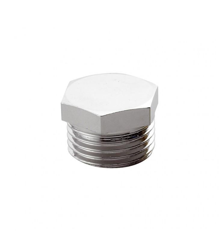 Tappo esagonale per tubi idraulici, termosifoni, radiatori, IDROBRIC in ottone cromato, 3/8 pollice