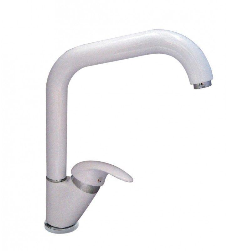 Rubinetto miscelatore lavello IBROBRIC SERIE TRENDY BIANCO, a bocca alta
