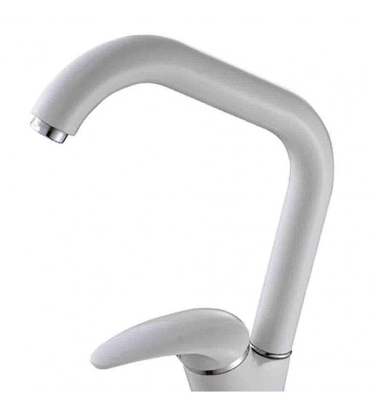 Rubinetto miscelatore lavello IBROBRIC SERIE TRENDY BIANCO, a bocca alta