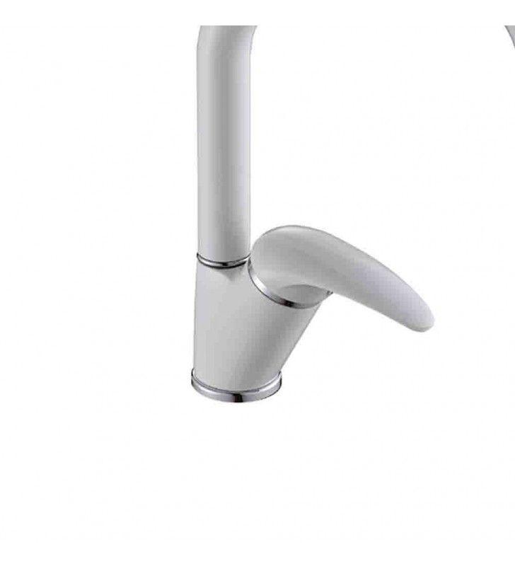 Rubinetto miscelatore lavello IBROBRIC SERIE TRENDY BIANCO, a bocca alta