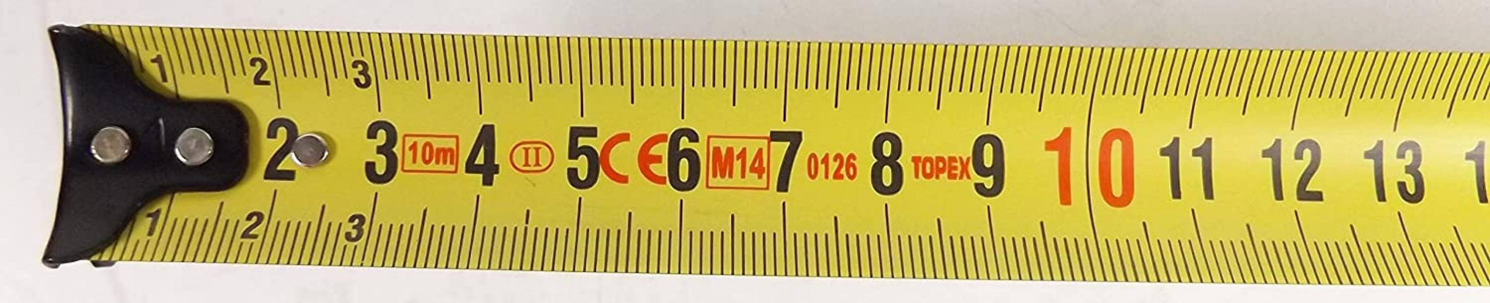 Flessometro, metro a nastro estendibile TOPEX in acciaio 10m x 25mm