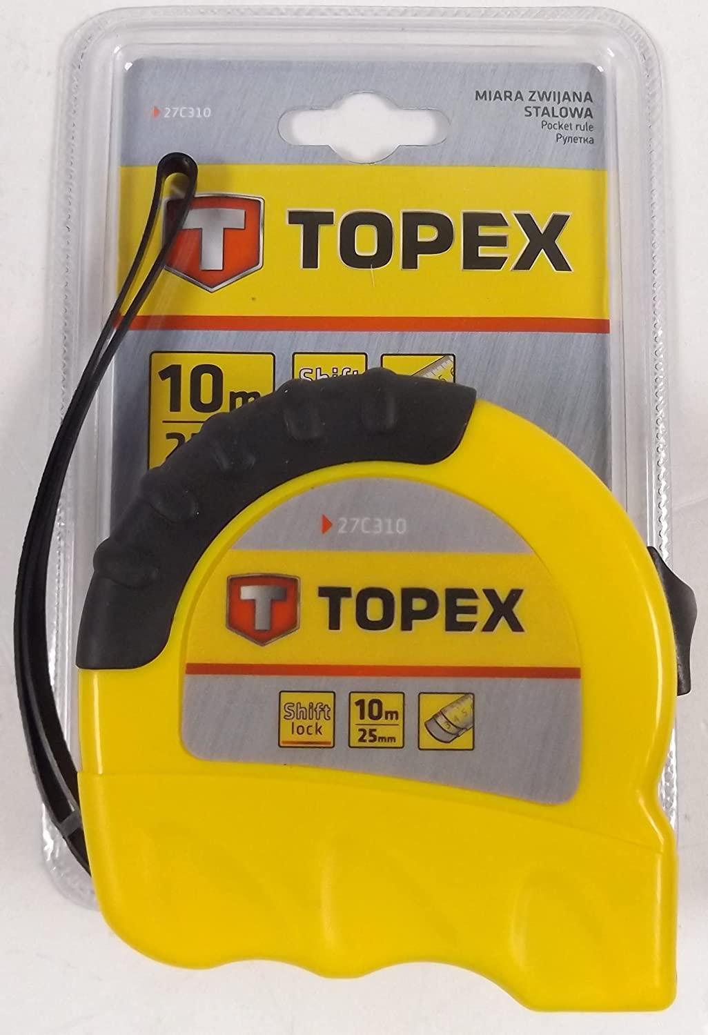 Flessometro, metro a nastro estendibile TOPEX in acciaio 10m x 25mm
