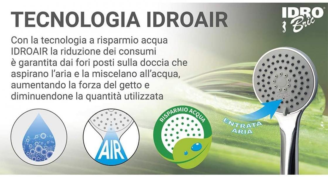 Soffione doccia IDROBRIC ETERNITY 3 getti, funzione risparmio acqua