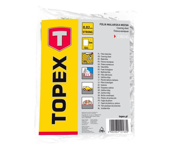 Telo coprente per protezione da verniciatura in LDPE TOPEX, 0,02mm, 4x5 m