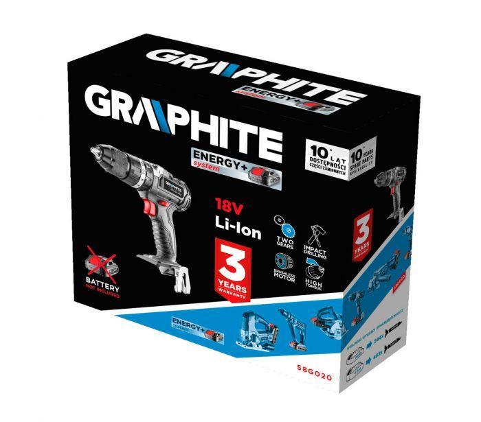 Trapano avvitatore con percussione a batteria (non inclusa) GRAPHITE Energy+
