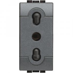 Presa corrente bipasso 2p+t serie civili  livinglight l4180, 250v ac, 10-16a, 1 modulo, color antracite
