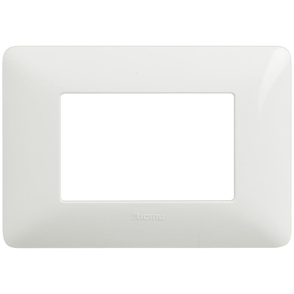 Placca per interruttori, prese, pulsanti serie civili BTICINO MATIX AM4803BBN, 3 moduli, colore bianco.