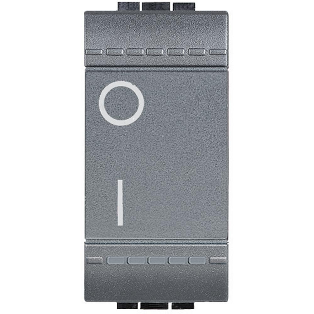 Interruttore serie civili BTICINO LIVINGLIGHT L4002N, 2 poli, 16A, 1 modulo color antracite.
