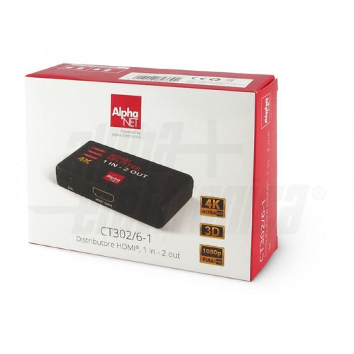 Splitter uscita HDMI 1X2 distributore di segnale ALPHA ELETTRONICA CT302/6-1