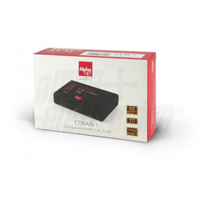 Splitter uscita HDMI 1X4 distributore di segnale ALPHA ELETTRONICA CT304/6-1