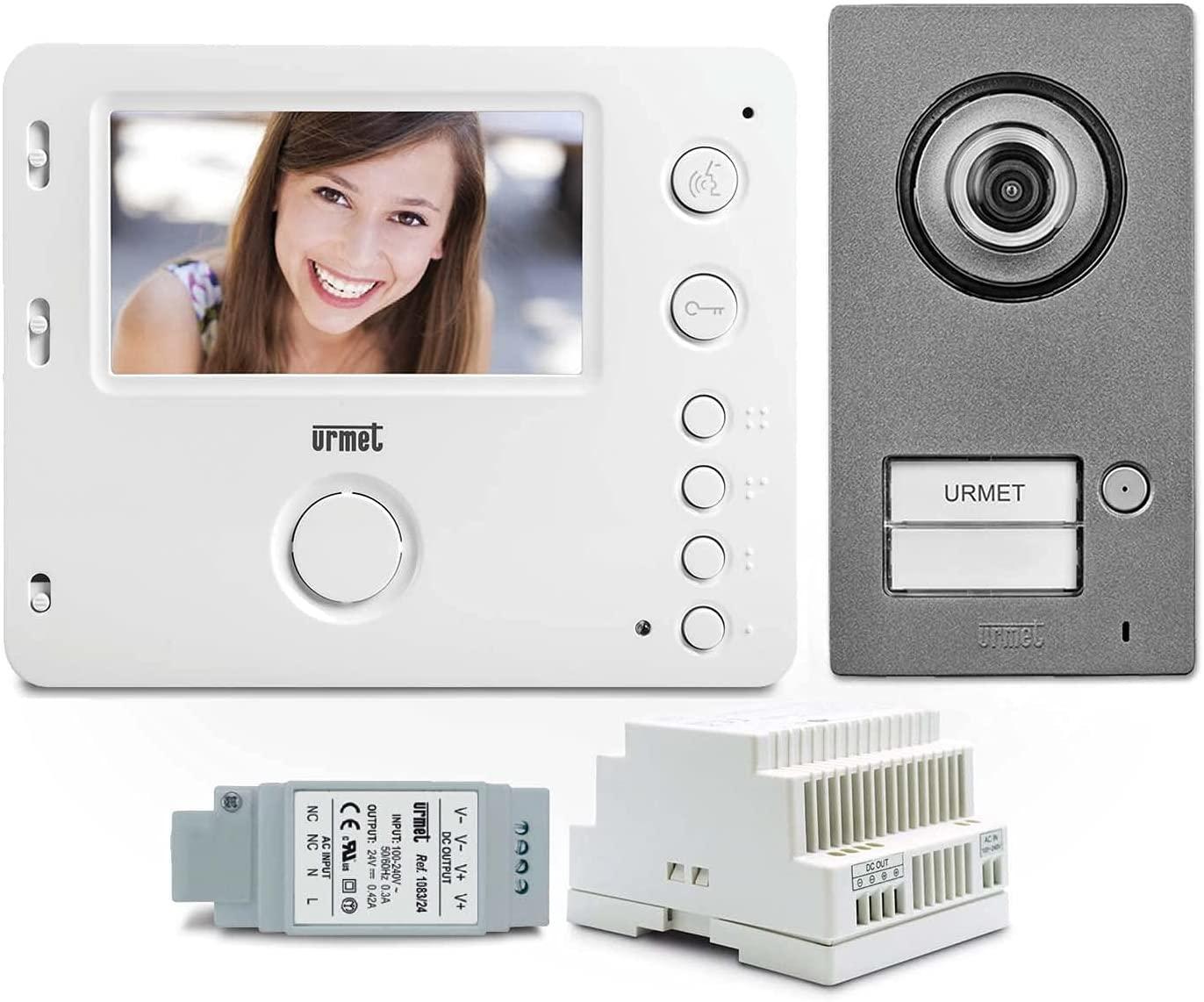 Kit videocitofono a colori monofamiliare completo URMET con pulsantiera MIKRA2 e monitor vivavoce MIRO