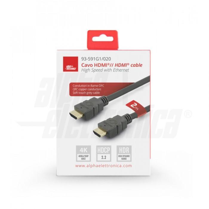 Cavo HDMI ad alta velocitu00e0 ALPHA ELETTRONICA, lunghezza 2m, compatibile 3D