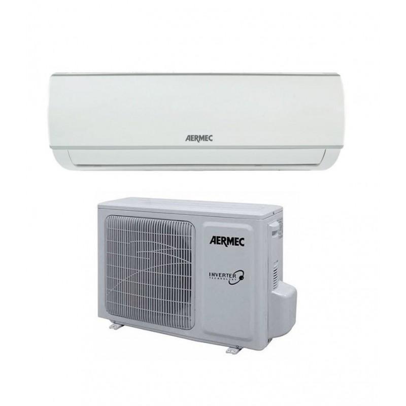 climatizzatore aermec inverter 9000 btu set completo pompa di calore wifi r32 climatizzatore inverter 9000 btu aermec pompa di calore wifi r32 vista set completo interno ed esterno