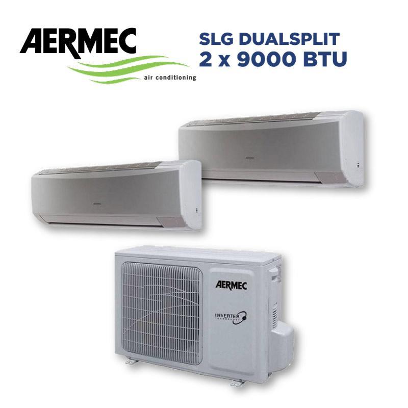 Kit condizionatore dual split Aermec, unitu00e0 esterna + 2 unitu00e0 interne, 9000+9000 BTU, MPG420 + nu00b02 SPG250W