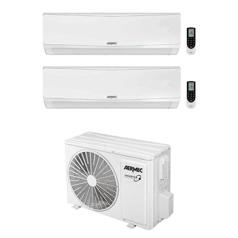 Kit condizionatore dual split Aermec, unitu00e0 esterna + 2 unitu00e0 interne, 12000+9000 BTU, MPG420 + SPG250W + SPG350W