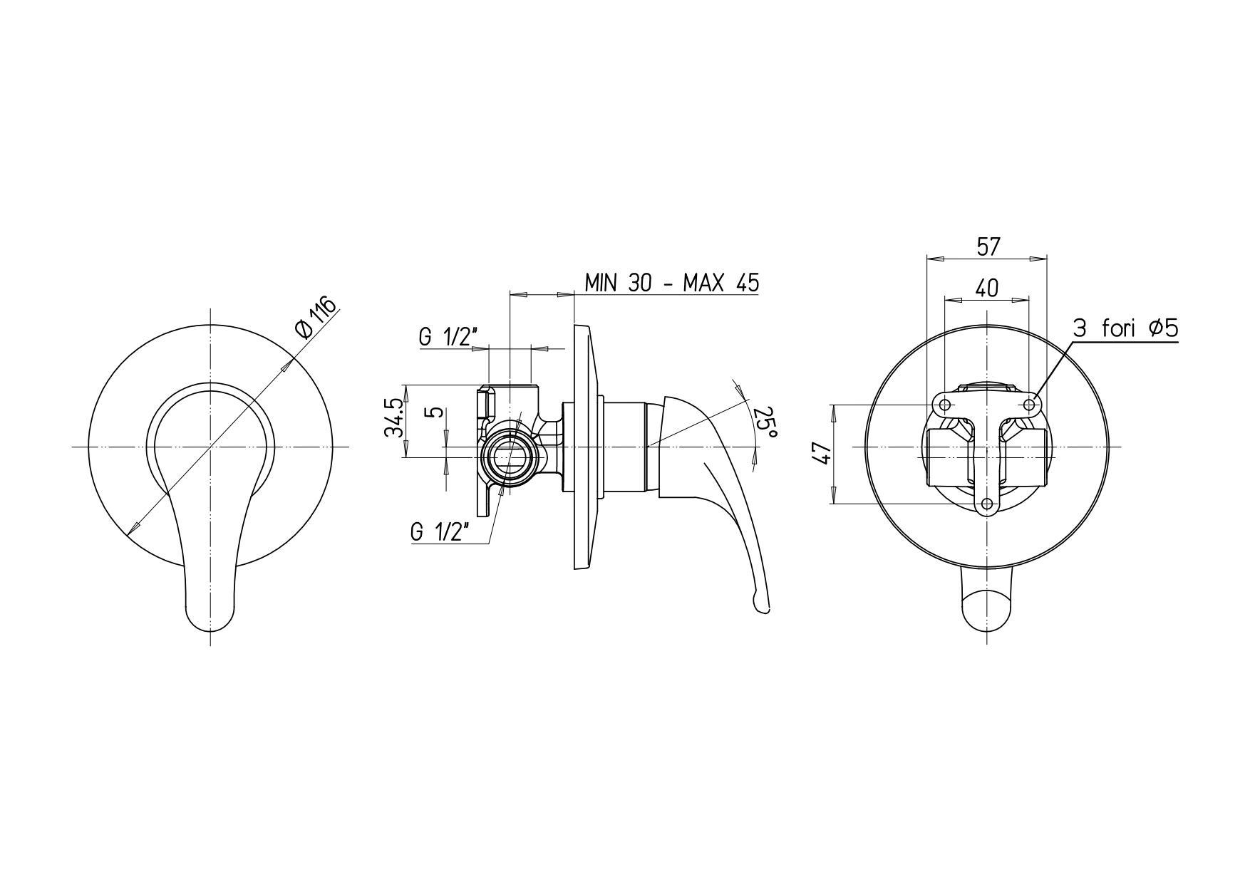 Rubinetto miscelatore doccia da incasso PAINI CRETA 100 42CR690