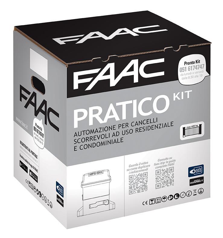 Kit automazione cancello scorrevole, motore elettrico FAAC PRATICO KIT 230V SAFE