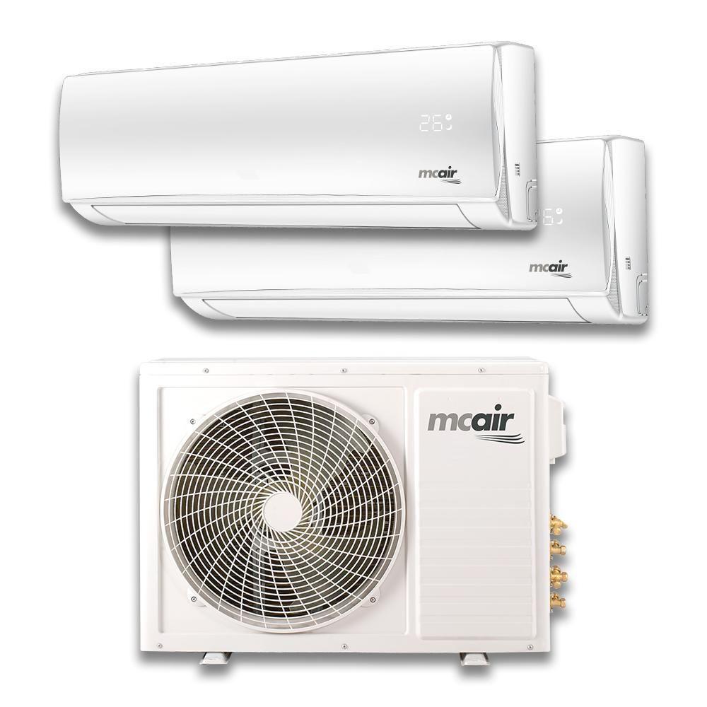 climatizzatore dual split inverter MCAIR due unitu00e0 interne e una esterna bianco design moderno