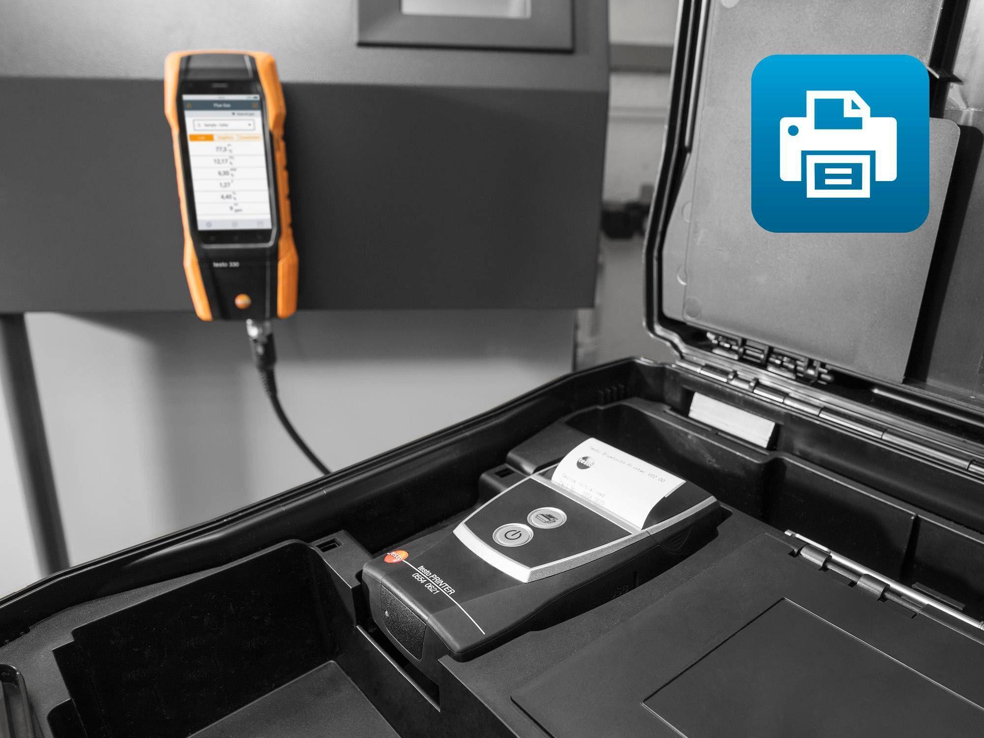 Stampante Bluetooth testata e valigetta per analizzatore di combustione TESTO 300