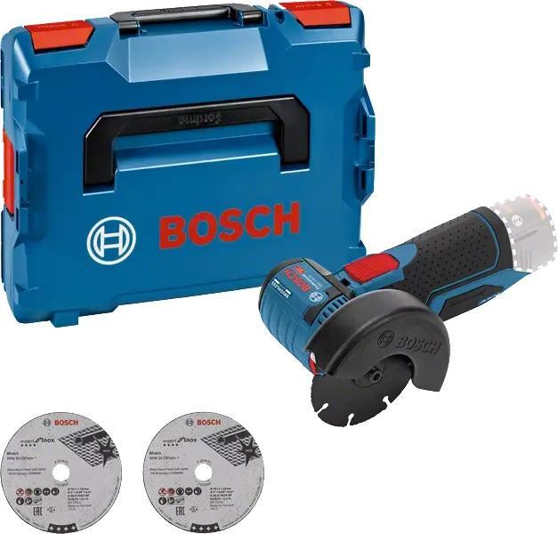 Smerigliatrice angolare a batteria BOSCH GWS 12V-76 con valigetta L-BOXX, click & go (Batteria non inclusa).
