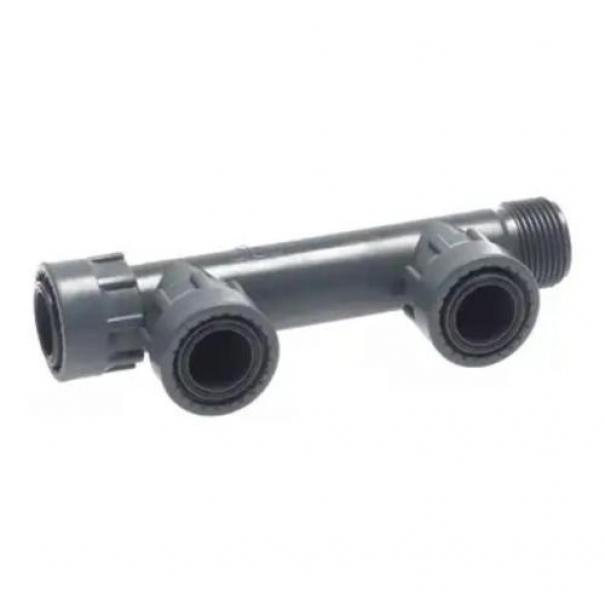 Raccordo collettore per irrigazione RAIN MANIFOLD PVC 2 vie, con ghiera