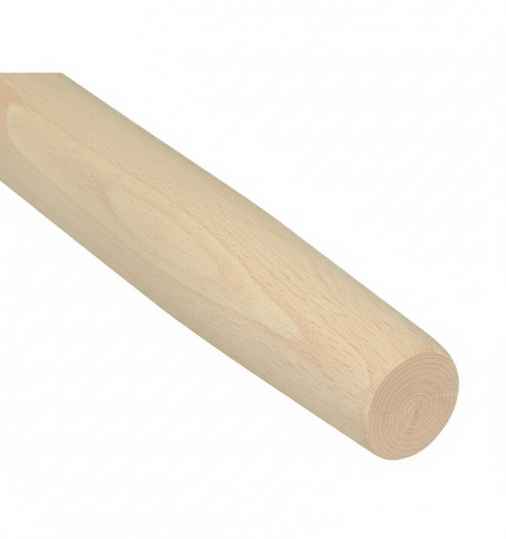 Dettaglio manico faggio naturale superfice levigata per badile 140 cm