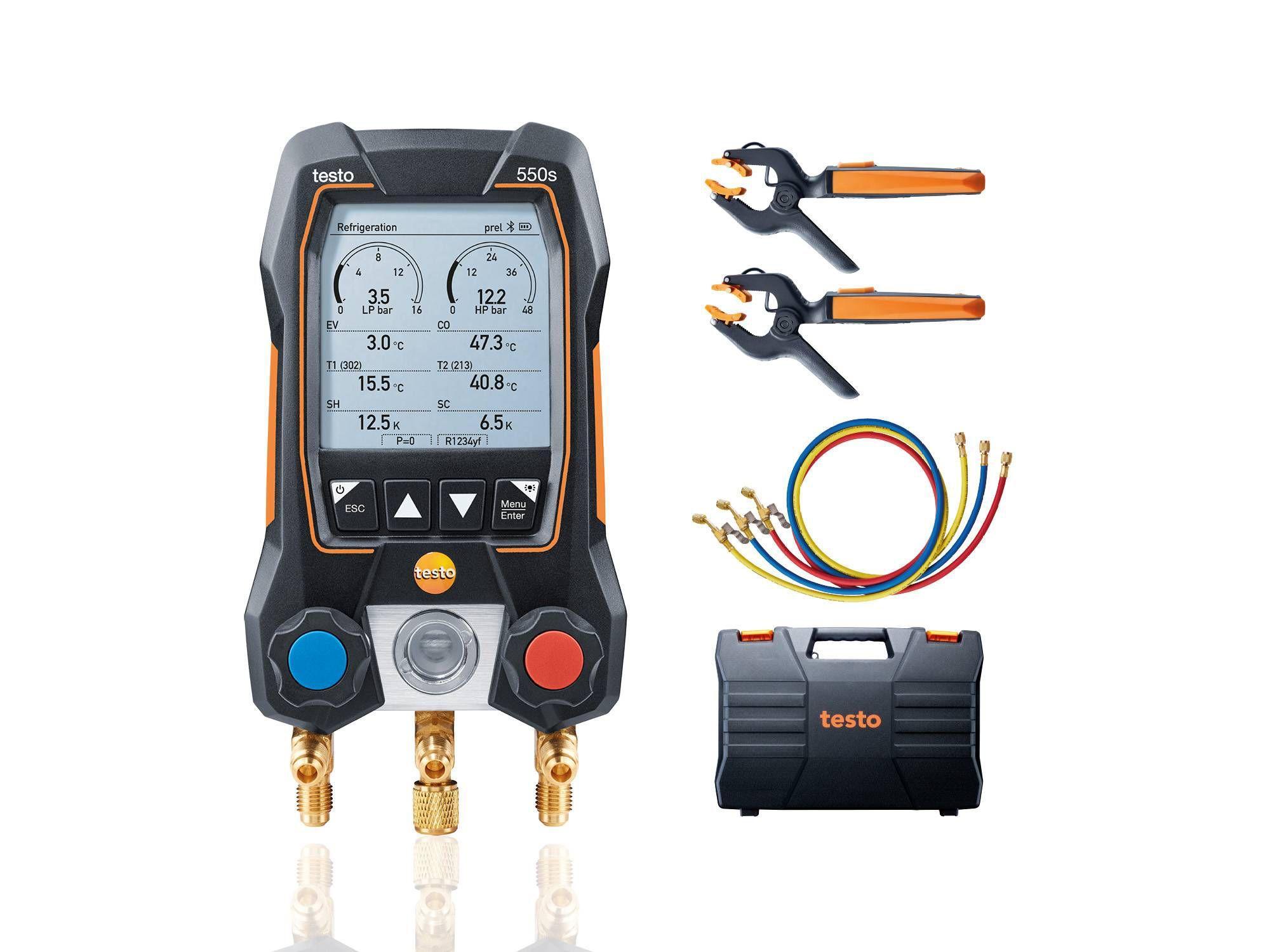 Smart Kit con tubi di riempimento TESTO 550s Kit con gruppo manometrico digitale, con sonde bluetooth