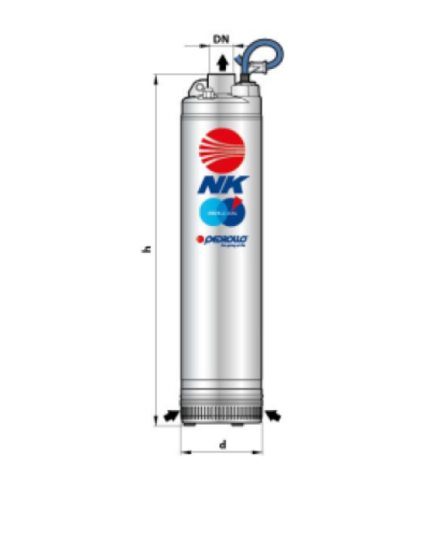 disegno tecnico dimensionale pompa sommersa multigirante PEDROLLO NKm2 4